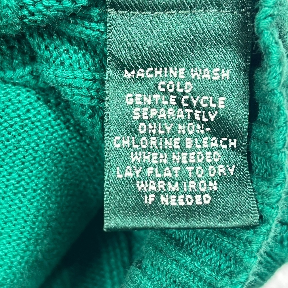 Lauren Ralph Lauren Full Zip Cable Knit Cardigan Womens L Green Mock Neck Preppy - Picture 8 of 12